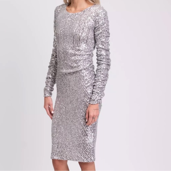 PATRIZIA PEPE silver sequin part dress Sizs XS-S NWT - Picture 4 of 9
